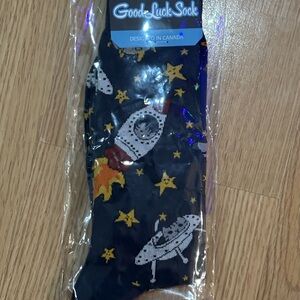 Good Luck Sock Rocket and UFO Design Socks